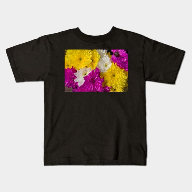 Mixed Colour Chrysanthemums Kids T-Shirt by Russell102